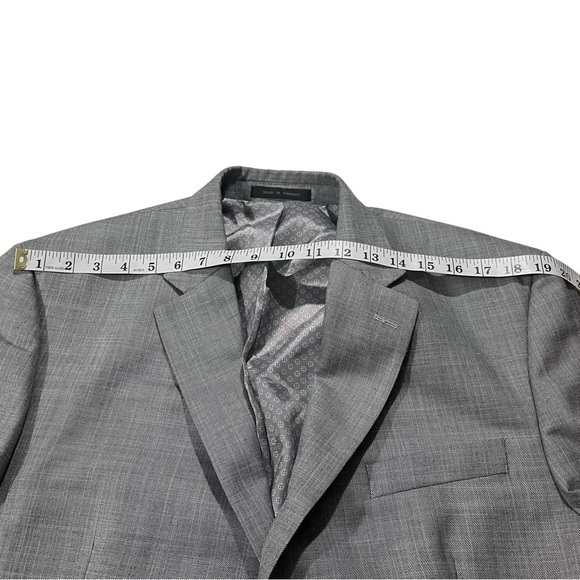 Ralph Lauren Chaps Men Grey Crosshatch Pattern Suit Jacket Sz 44R Sports Coat - Picture 10 of 13